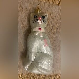 Christopher Radko’s 1998 Felina’s Heart breast cancer cat ornament.